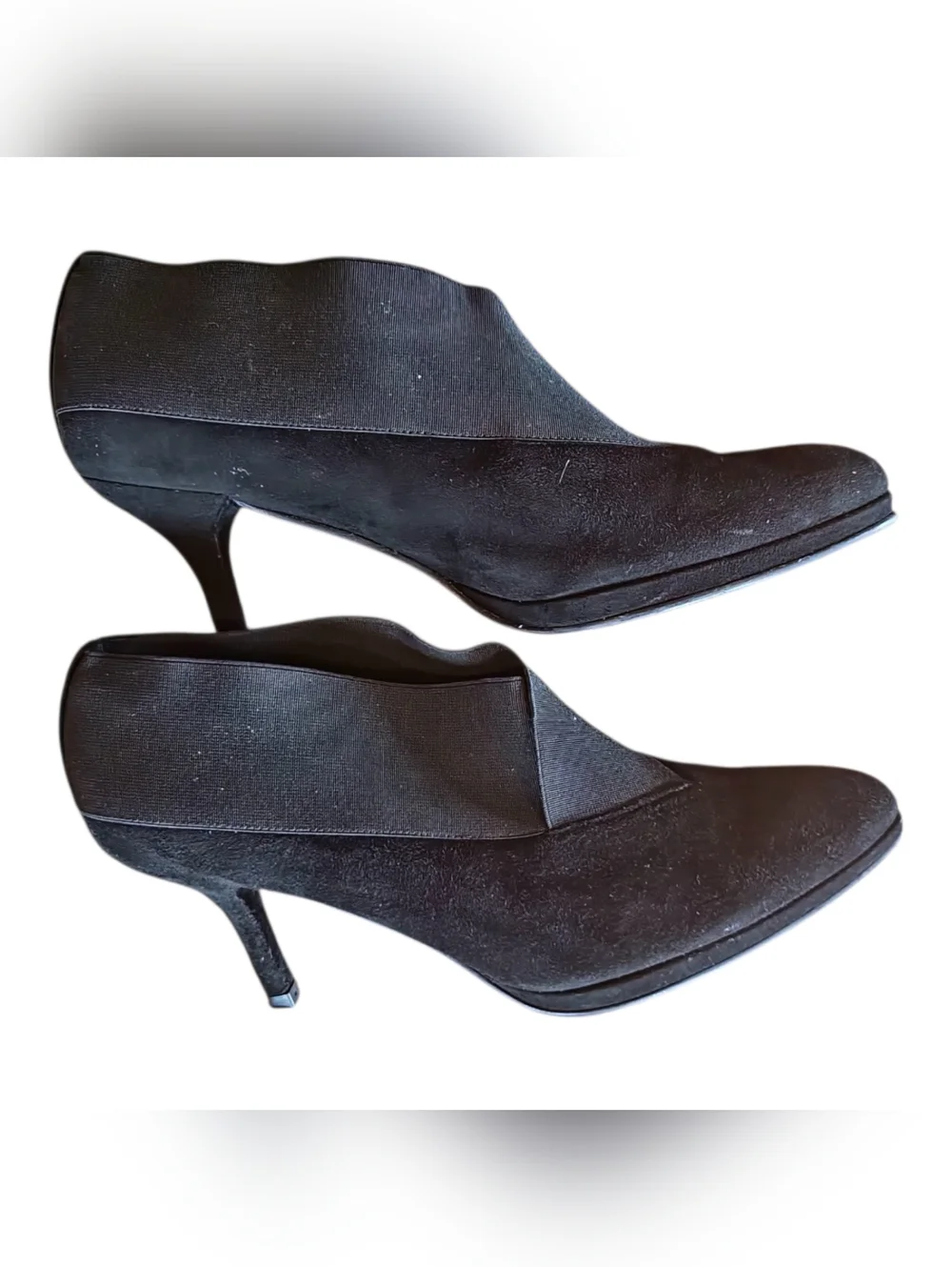 STUART WEITZMAN Black Suede Kitten Heel Booties Women's Size 7 1/2 M Minimalist